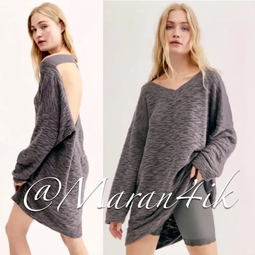 Free People FP Beach Oversized Sweater Tunic Brown-ish Gray Blend M/L